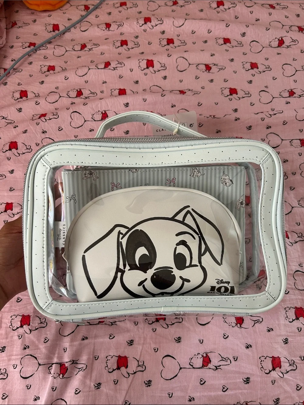 101 Dalmatian White Clear Vinyl Travel Pouch